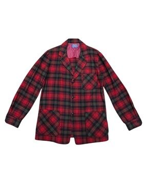 Men’s Vintage 1960s Pendleton Red Green Plaid Wool Hunting Jacket USA